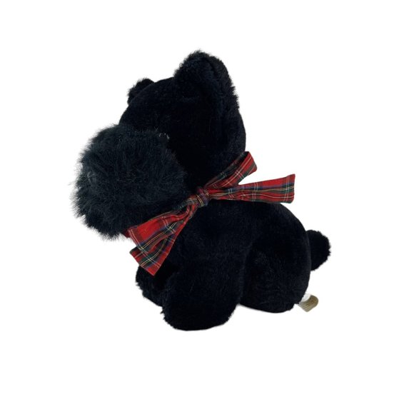 Chosun Scottish Terrier Plush 8" Black Puppy Dog Stuffed Toy Red Plaid Bow - Picture 1 of 6